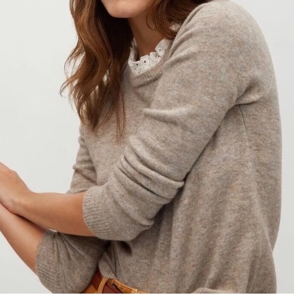 NWT Size Medium Mango wool sweater with lace collar - Picture 3 of 7